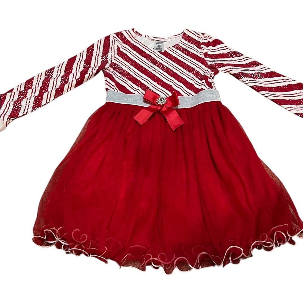 Bonnie Jean Red and White Dress with Sparkle Accents